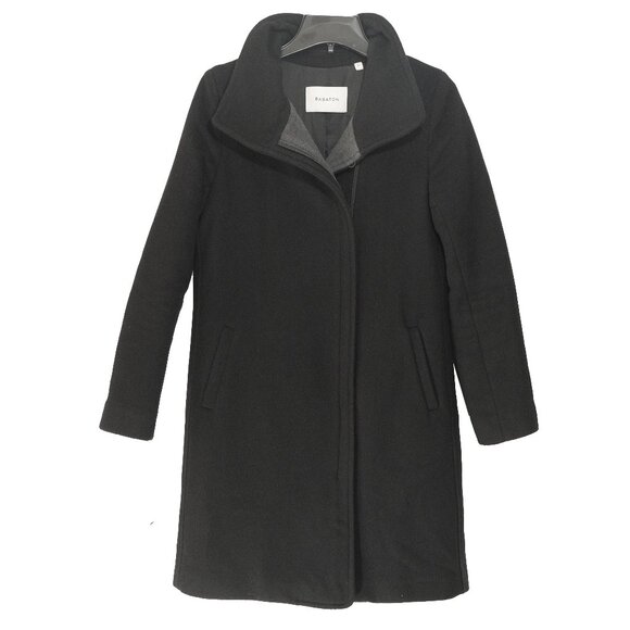 Babaton Cocoon Coat Black Cashmere Wool Funnel Neck Minimal Goth Quiet Lux Coat - Picture 2 of 16